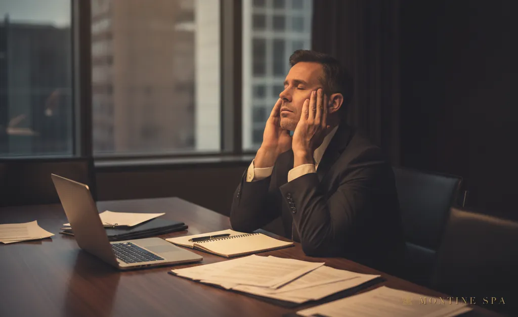 Tired professional in a suit after a long meeting